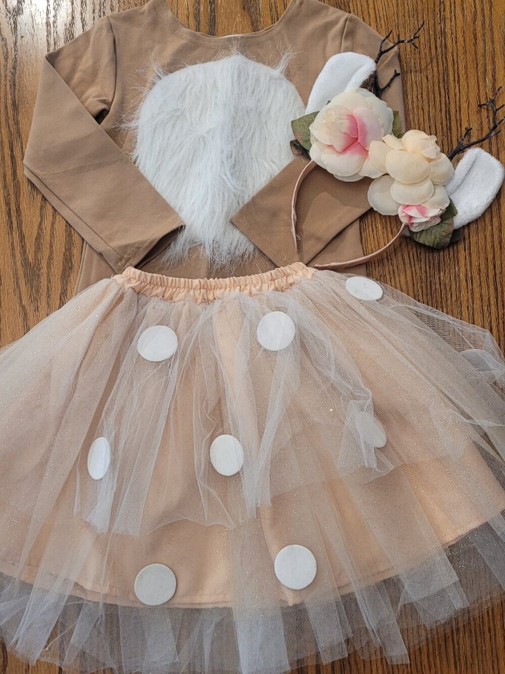 Pottery Barn Kids Woodland Deer Tutu Halloween Costume - 3 Piece Set - Size 4-6.
